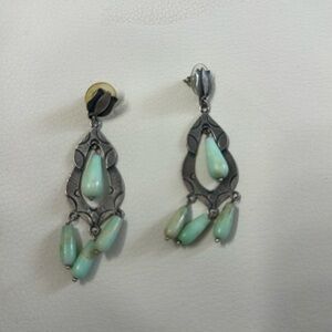 Silver And Stone Dangle Earrings
